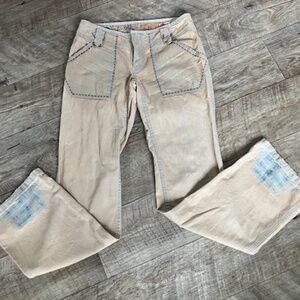 FREE PEOPLE BOHO MUTED TYE-DYE PANTS WITH CONTRAST STITCHING  SIZE 27